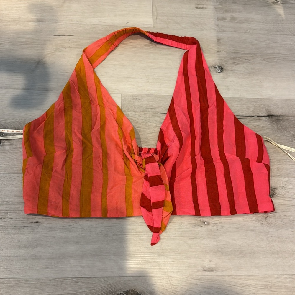 FARM Rio for Anthropologie NWT Pink Combo Cropped Top with smocked back. - Picture 6 of 11
